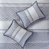 7 Piece Jacquard Comforter Set Navy Cal King