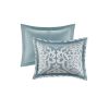 8 Piece Jacquard Comforter Set Aqua/Silver Cal King