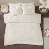 3-Piece Tufted Cotton Chenille Medallion Comforter Set Off-White King/Cal King