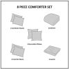 8 Piece Comforter and Quilt Set Collection Grey King/Cal King