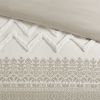 3 Piece Cotton Comforter Set with Chenille Tufting Taupe Full/Queen