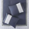 8 Piece Embroidered Comforter Set Navy Queen
