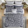 12 Piece Comforter Set with Cotton Bed Sheets Navy Cal King