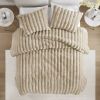 3 PCS King soft Faux Fur Ribbed Comforter Set Taupe