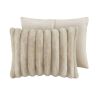 3 PCS King soft Faux Fur Ribbed Comforter Set Taupe