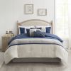 7 Piece Faux Suede Comforter Set Blue Cal King