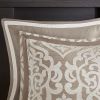 8 Piece Jacquard Comforter Set Tan/Ivory Cal King