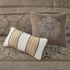 7 Piece Jacquard Comforter Set Brown/Gold Queen