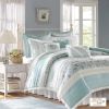 9 Piece Cotton Percale Comforter Set Aqua King