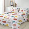 3 pcs Kids Mushroom & Rainbow Comforter Set, Ultra-Soft Microfiber, All-Season Bedding for Boys & Girls