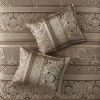 7 Piece Jacquard Comforter Set Brown/Gold Queen