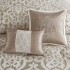8 Piece Jacquard Comforter Set Tan/Ivory Cal King