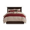 7 PC Pieced Faux Suede Comforter Set Red King
