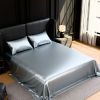 Satin Bed Sheets, King Size Sheets Set, 4 Pcs Silky Bedding Set with 15 Inches Deep Pocket for Mattress (King, Grey)