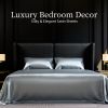 Satin Bed Sheets, Full Size Sheets Set, 4 Pcs Silky Bedding Set with 15 Inches Deep Pocket for Mattress (Full, Grey)