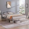 Queen size White Metal Platform Bed Frame with Arched Headboard