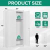 White Metal Locking Wardrobe Armoire Cabinet with Clothing Hanging Rod