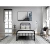 Twin size Farmhouse Black Metal Bed Frame with Rounded Headboard Footboard