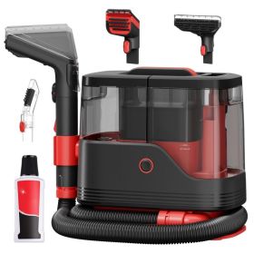 Portable Carpet And Upholstery Cleaner, 13KPa Suction With 3 Brushes, For Couch, Car Seat, And Rugs (Option: Black  and  Red)
