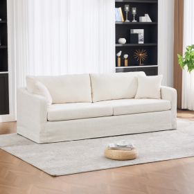 86.61" Wide Extra-large Double-seater Sofa, Chenille Upholstered, With Two Armrest Pillows And Two Backrest Pillows, Suitable For Bedrooms, Living Roo (Option: Beige)