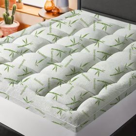 Cool Bamboo Mattress Topper  Super Thick Breathable Bamboo Fiber  Microfiber Fill  8 21 Deep Pocket  Quilted Design  For Home Hotel Dorm  Machine Wash (Option: White 39.4X74.8in)