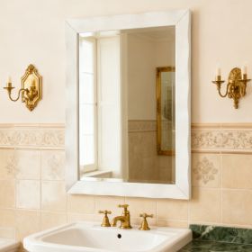 41.5 X 28 Inches Farmhouse Wall Mirror With Solid Wood Frame (Option: White)