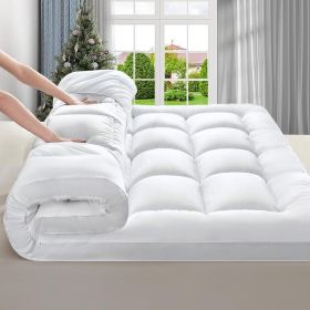 Ultra-Soft Quilted Cooling Mattress Topper Pad, Pillow Top Mattress Topper, Ultra-Soft Quilted Cooling Mattress Protector, Suitable For 8-24 Inch Deep (Option: White 900g king)