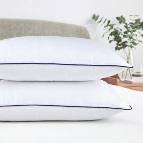 Pillows Standard And Full Size, Hotel Collection Bed Pillows For Side, Back, And Stomach Sleepers, Fluffy And Supportive, Down Alternative Microfiber (Option: 2pc Blue Queen 18x 28in)