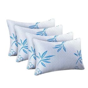 King Size Rayon Derived From Bamboo Pillow, Cooling Shredded Memory Foam Bed Pillows Sets For Back, Stomach, Side Sleepers, Adjustable Soft Firm, Wash (Option: 4pc Blue King 19x 34in)