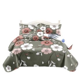 5 Piece Reversible Duvet Cover Set, US Designer Sage Green Vintage Floral Print Heavyweight Bedding Set With Pillow Shams And Throw Cushion Covers, Pe (Option: KING)