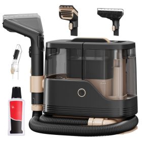 Portable Carpet And Upholstery Cleaner, 13KPa Suction With 3 Brushes, For Couch, Car Seat, And Rugs (Option: Black and Gold)
