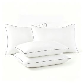 Pillows Standard And Full Size, Hotel Collection Bed Pillows For Side, Back, And Stomach Sleepers, Fluffy And Supportive, Down Alternative Microfiber (Option: 4pc Gray King 19x 34in)
