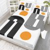 Modern Boho 4 Piece Flat Sheets Set, Abstract Minimalist Art Bed Set with 1 Fitted Sheet 1 Flat Sheet 2 Pillowcases, Black White