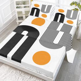 Modern Boho 4 Piece Flat Sheets Set, Abstract Minimalist Art Bed Set with 1 Fitted Sheet 1 Flat Sheet 2 Pillowcases, Black White (size: King)