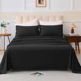 Luxury Polyethylene 4-Piece Premium Softness Sheet Set (size: black)