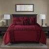 7-Piece Burgundy Ruched Comforter Set, Brushed Microfiber Bedding for All Seasons