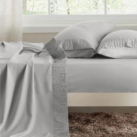 Luxury Sheet Sets Super Soft Easy Care Microfiber 3/4-Pieces Bed Sheet Set With 16-Inch Deep Pockets (Color: Grey, size: California King)
