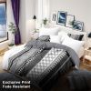 3-Piece Black & White Tribal Pattern Bedding Set (Queen/King/Cal King) - Quilted Microfiber Bedspread + Pillow Shams