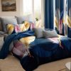 9-Piece Feather Print Bedding & Curtain Set (Queen/King/Cal King) - Quilted Microfiber Bedspread + Sheer Curtains
