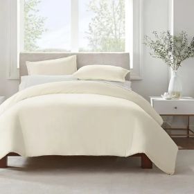 Serta Simply Clean Solid Duvet cover King (Color: Milk white, size: King)