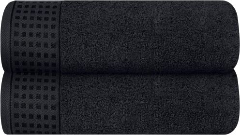 100% Cotton 2 Pack Oversized Bath Towel Set 28x55 Inches, Ultra Soft Highly Absorbant Compact Quickdry & Lightweight Large Bath Towels (Color: Black)