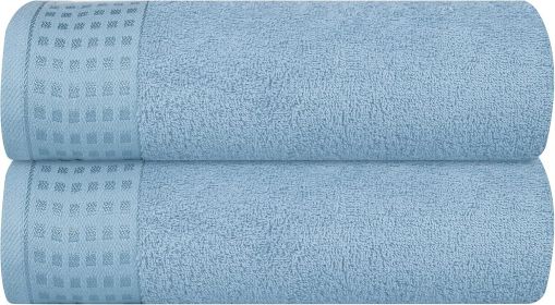100% Cotton 2 Pack Oversized Bath Towel Set 28x55 Inches, Ultra Soft Highly Absorbant Compact Quickdry & Lightweight Large Bath Towels (Color: Sky Blue)