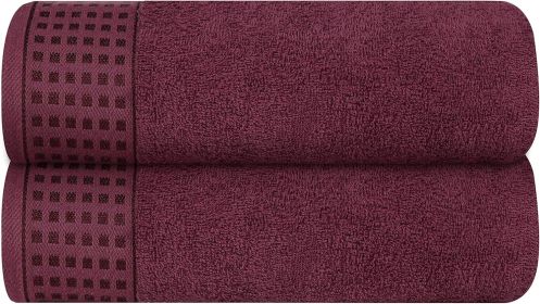 100% Cotton 2 Pack Oversized Bath Towel Set 28x55 Inches, Ultra Soft Highly Absorbant Compact Quickdry & Lightweight Large Bath Towels (Color: Burgundy)