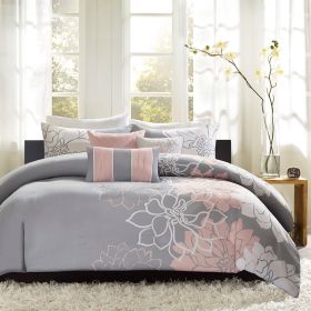 King/Cal King 6 Piece Printed Duvet Cover Set (Color: as Pic)