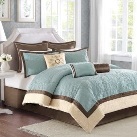9 Piece Charmeuse Comforter Set (Color: as Pic)