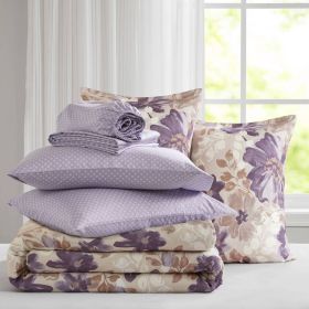 Floral Comforter Set with Bed Sheets (Color: as Pic)