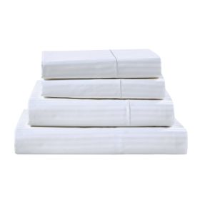Kathy Ireland 500 Thread Count Damask Stripe Sheet Set (Color: White, size: CAL KING)