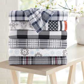 Kathy Ireland 100% Turkish Cotton Flannel Sheet Set (Color: Gray Blue Frost, size: Twin)