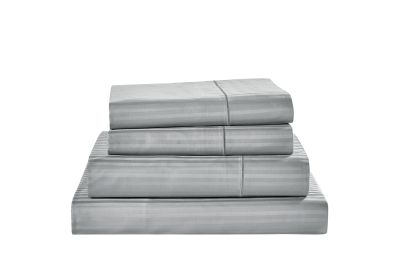 Kathy Ireland 500 Thread Count Damask Stripe Sheet Set (Color: Grey, size: Queen)