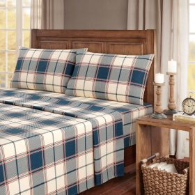 Kathy Ireland 100% Turkish Cotton Flannel Sheet Set (Color: Signature Plaid, size: Twin XL)